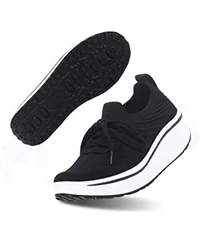 binkasen Womens Walking Shoes Comfort Elastic Slip On Sock Shoes Lightweight Breathable Non-Slip Loafers Nurse Shoes
