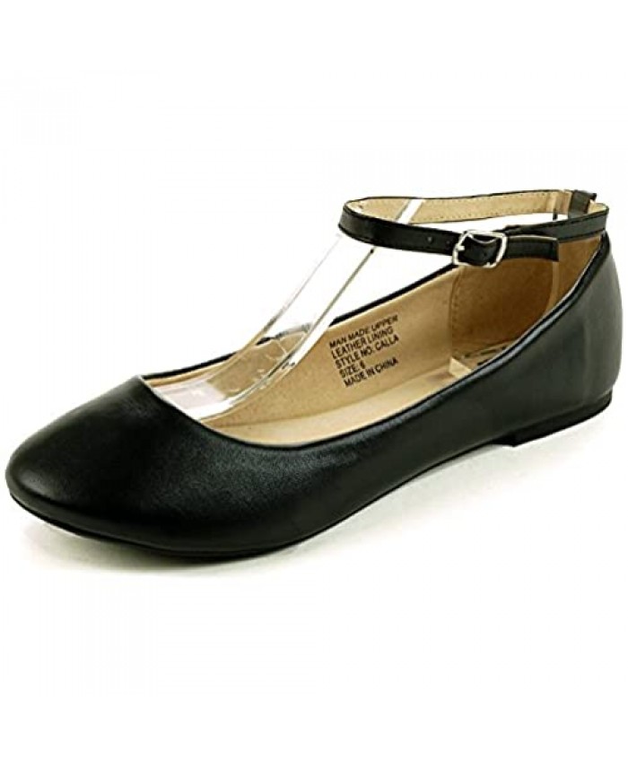 Alpine Swiss Womens Suede Lined Calla Ankle Strap Ballet Flats