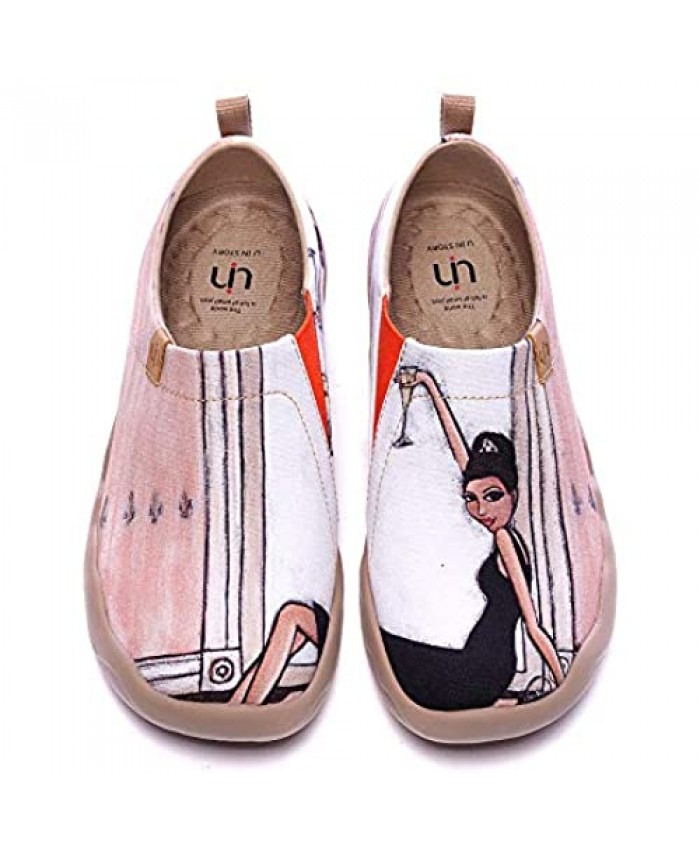 UIN Women's Lightweight Slip Ons Sneakers Fashion Flats French Lady Casual Art Painted Travel Shoes The Little Dress