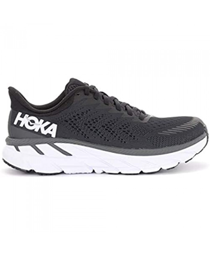 HOKA ONE ONE Women's Clifton 7 Running Shoe (Black/White 7.5)
