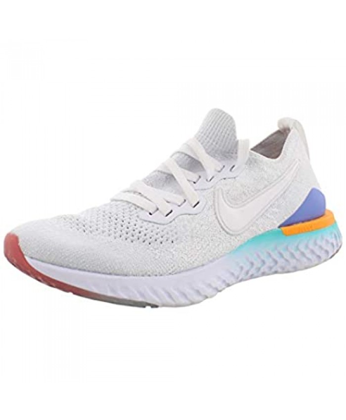 Nike Women's Epic React Flyknit 2 Running Shoes (8.5 White/Hyper Jade/Orange)