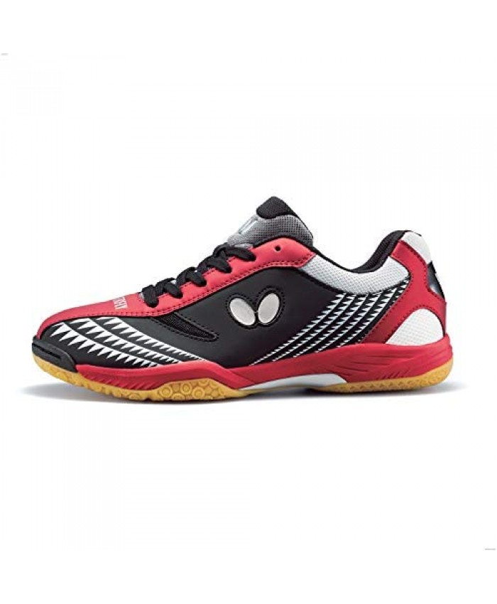 Butterfly Lezoline Gigu Shoes – Professional Competition Table Tennis Shoe for Men or Women – Excellent Shock Absorption Sneakers – Colors: Black/Red White/Silver