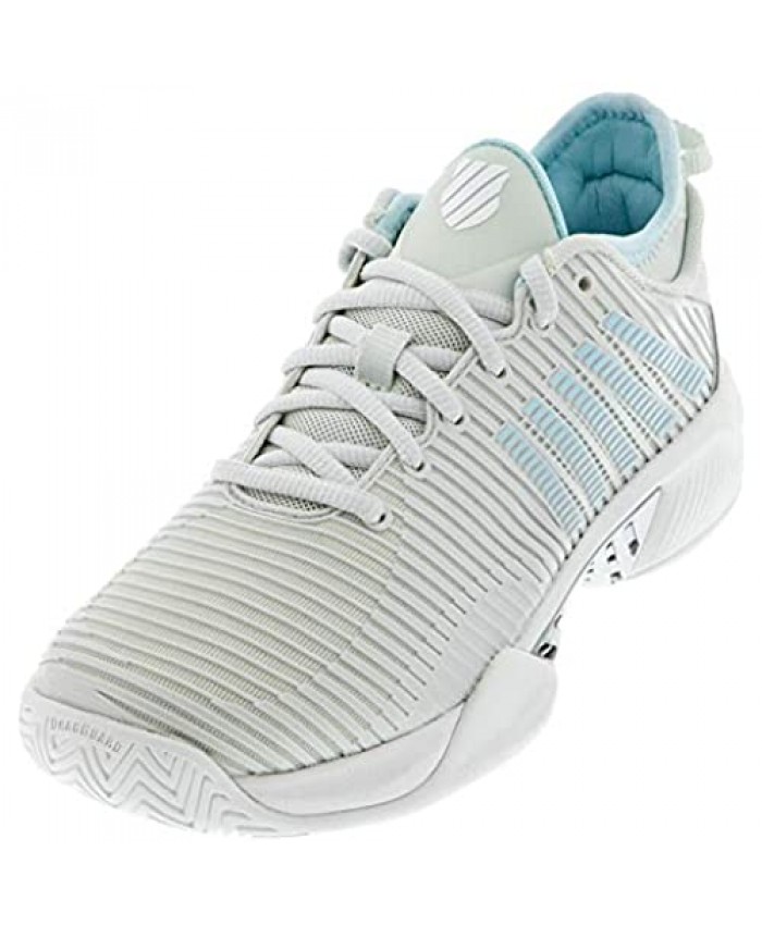 K-Swiss Women's Hypercourt Supreme Tennis Shoe (Barely Blue/White/Blue Glow