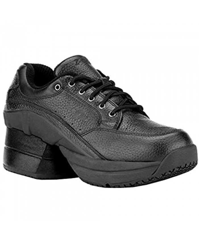 Z-CoiL Pain Relief Footwear Women's Legend Slip Resistant Enclosed Coil Black Leather Tennis Shoe