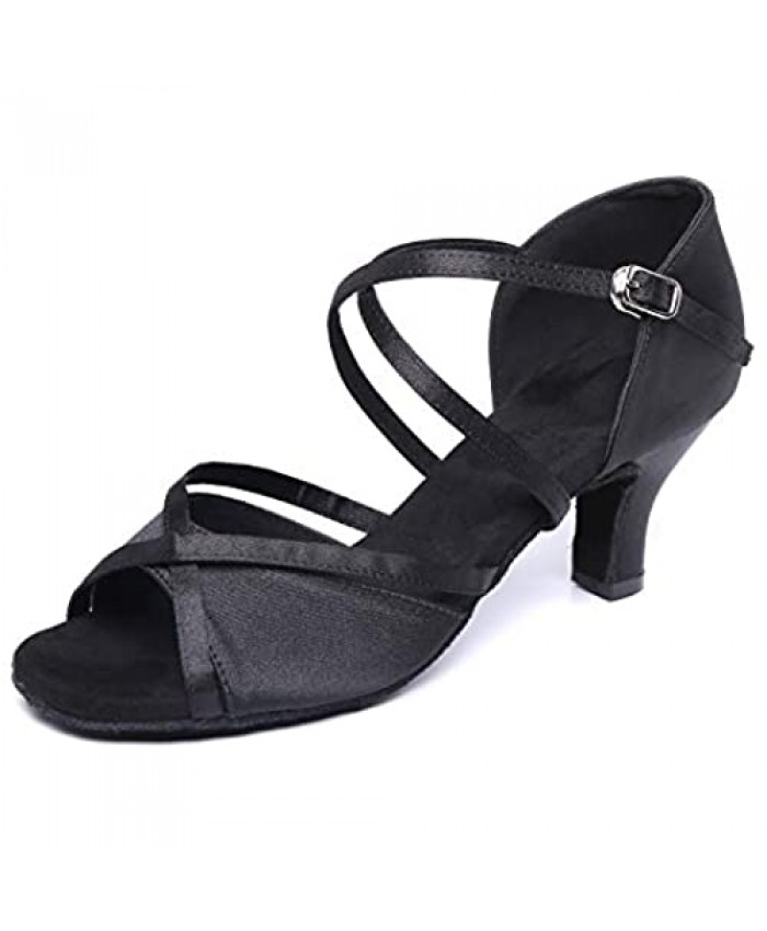 JZNXdanza Ballroom Dance Shoes for Women Latin Salsa Tango Dancer Shoes Dancing Heels Suede Sole with 2.4 Heel Z03