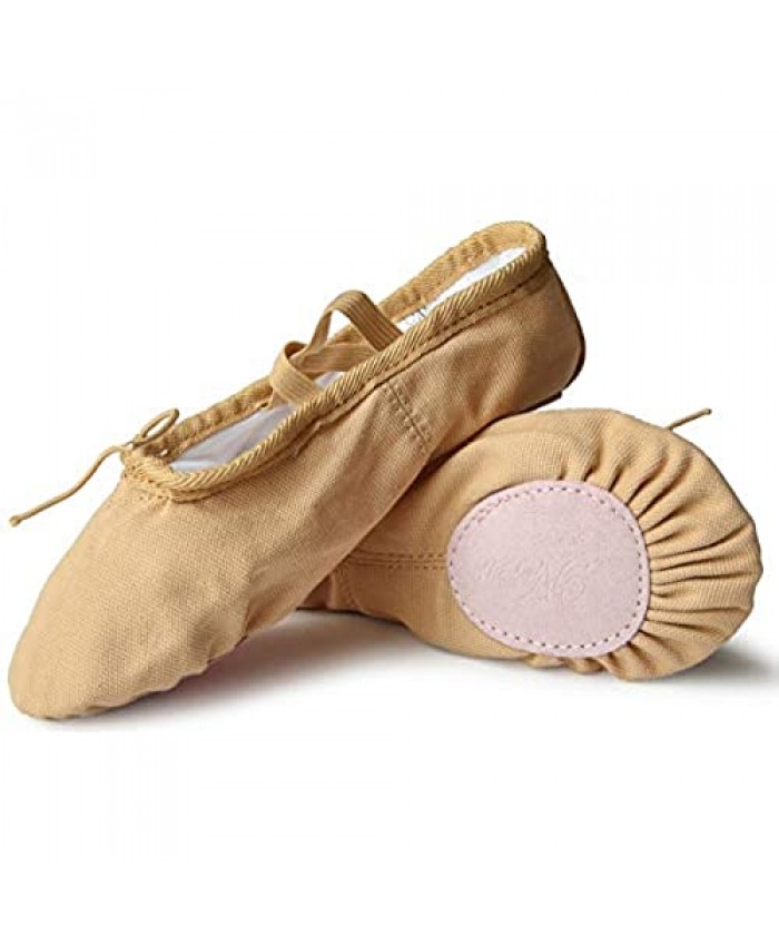 Nexete Ballet Shoes Slippers Classic Canvas Split-Sole Dance Slippers for Toddler Kid Girl Boy Women