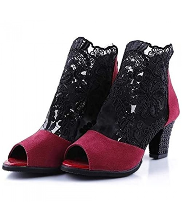Paul Kevin Lace Mesh Women's Latin Dancing Shoes High-Heeled Boots