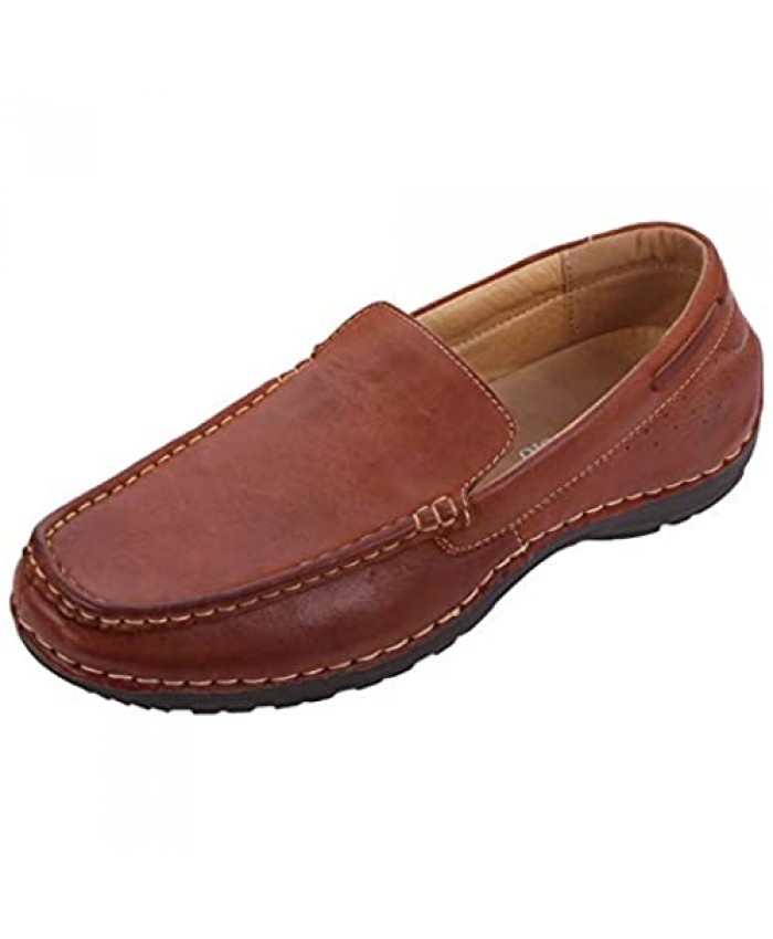 CREPUSCOLO Men's Slip-On Leather Shoes Casual Mens Driving Style Loafers Breathable Comfortable Walking Shoes
