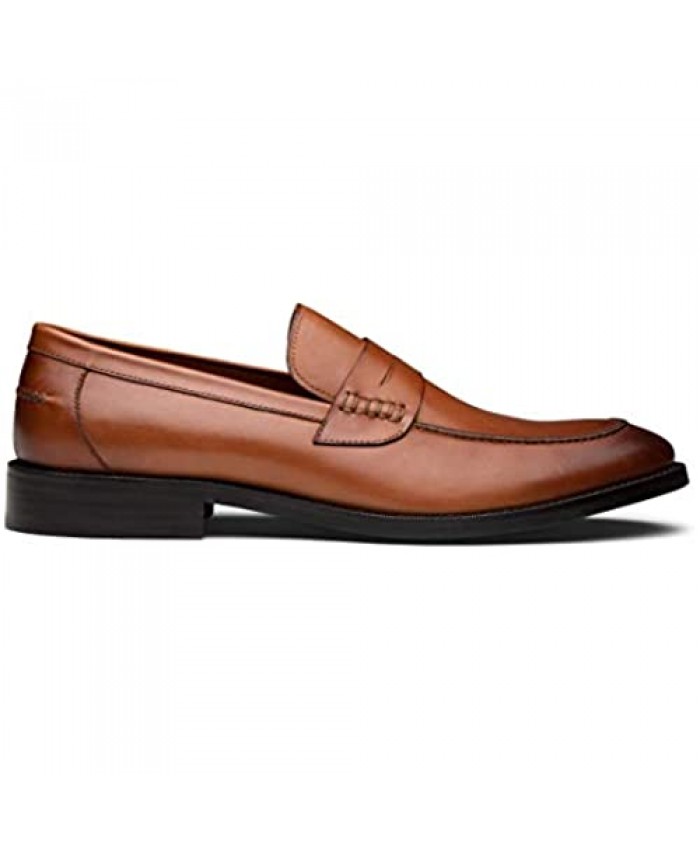 Dunross & Sons: Lewis Men's Dress Shoe Leather Penny Loafer. Versatile Slip-On with a Breathable Naturally Tanned Leather Lining and Durable Rubber Sole for All Occasions.