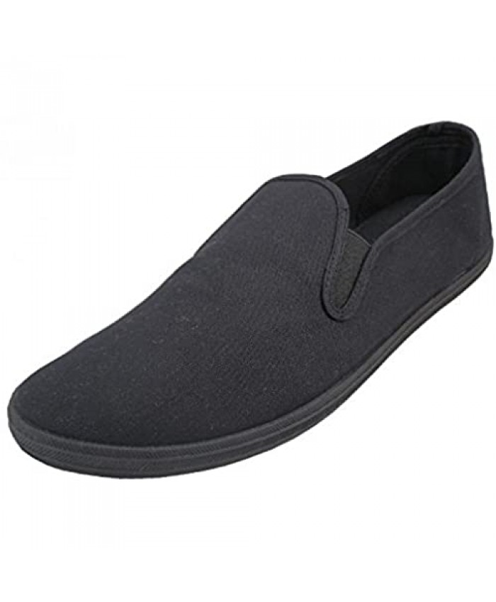 LF Wear Mens Canvas Shoes Slip on Sneakers Black 10