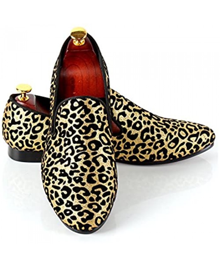 Men Wedding Shoes Leopard Printed Slip-On Dress Loafer