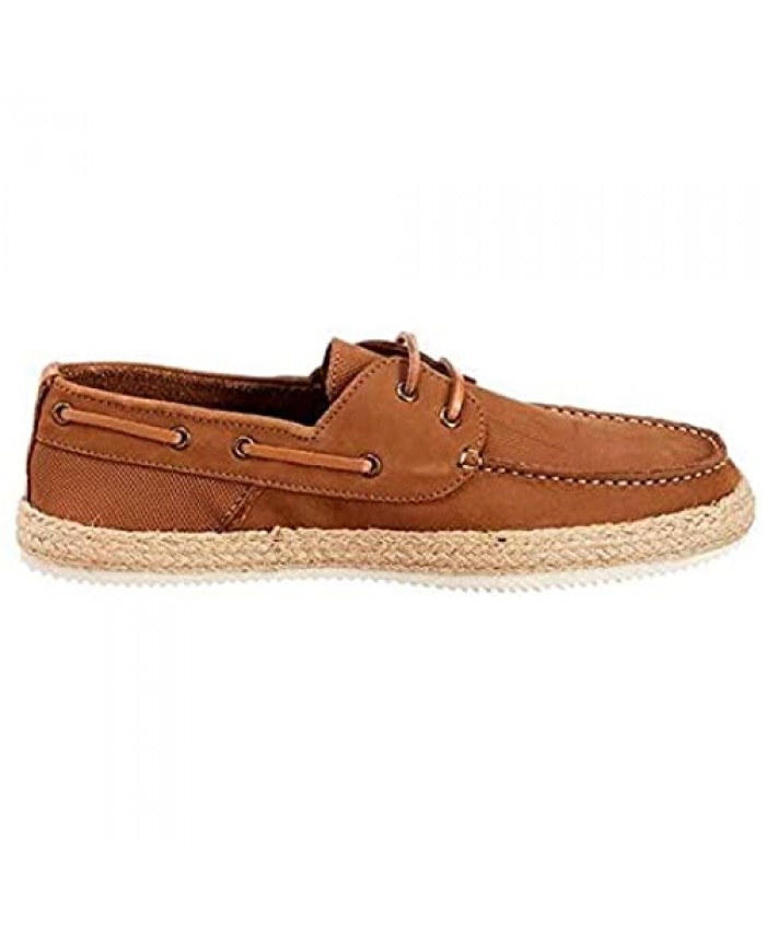 Modern Fiction Men's Casual Shoe Proverb Suede Boat Shoe. Versatile Slip-On with a Breathable Lining Jute Trim Details and Durable Non-Slip Rubber Outsole.