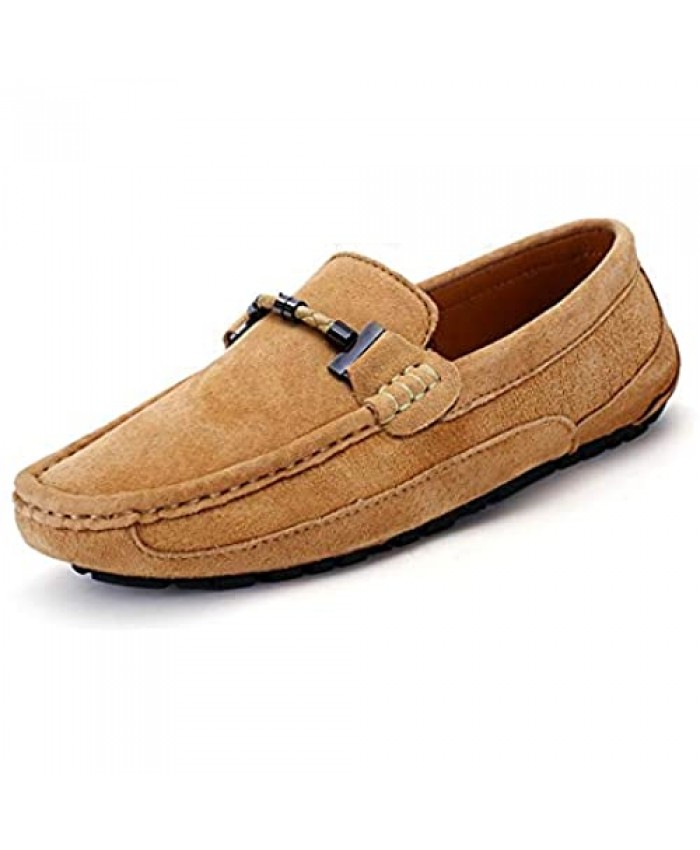 QIQIDONG Mens Moccasins House Slippers for Men Walking Comfortable Loafers Men's Leather Laced Softsole Moccasin for Summer