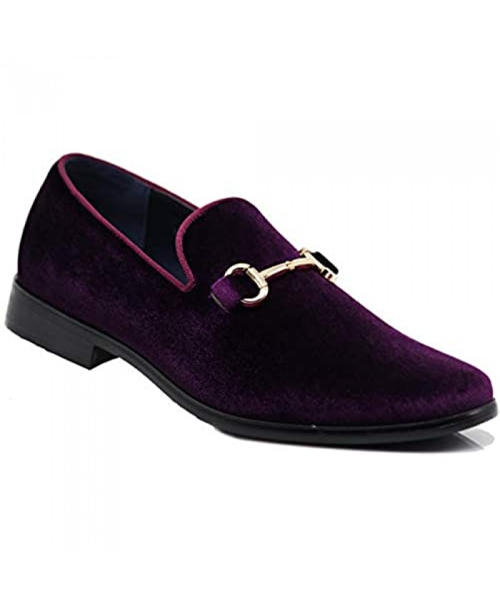 SPT03 Men's Vintage Plain Velvet Dress Loafers Slip On Shoes Classic Tuxedo Dress Shoes