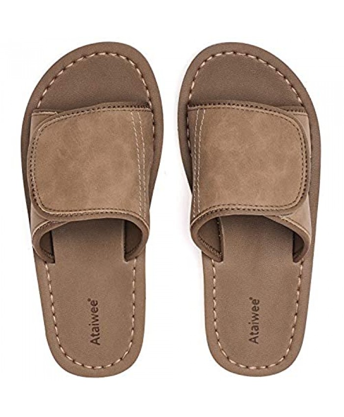 Ataiwee Men's Slide Sandals - Summer Slipper Shoes for Indoor & Outdoor Use.