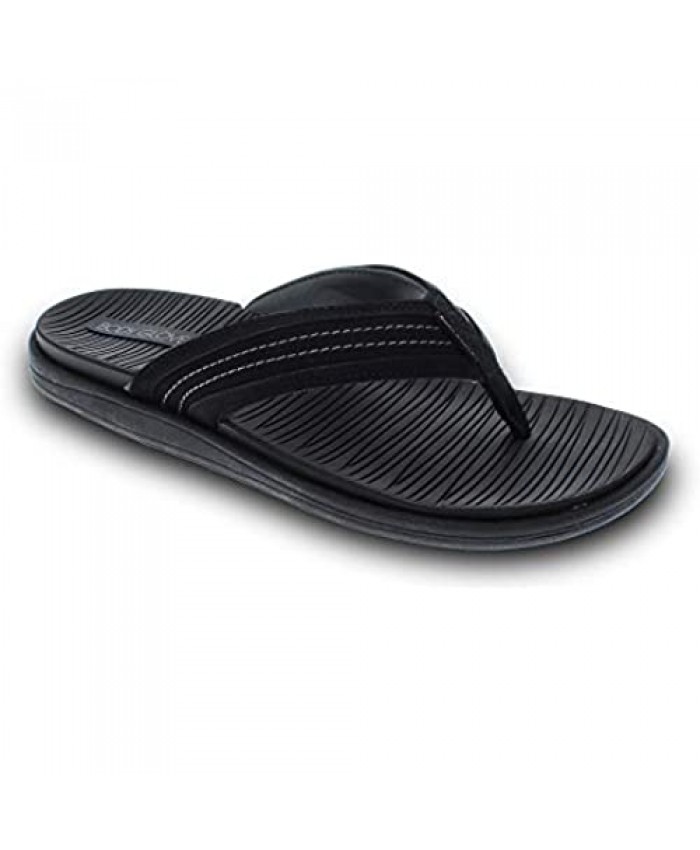 Body Glove Breakers Mens Sandals with Comfortable Arch Support (Mens Flip Flops & Beach Sandals for Men with Arch Support and Lined Strap) Black Flip Flops for Men