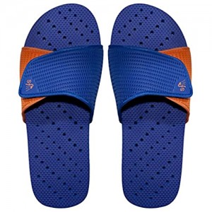 Showaflops Boys' Antimicrobial Shower & Water Sandals for Pool Beach Dorm and Gym - Royal Blue/Orange Slide 5/6