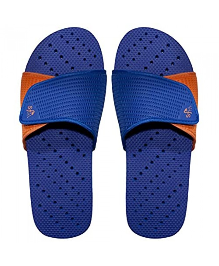 Showaflops Boys' Antimicrobial Shower & Water Sandals for Pool Beach Dorm and Gym - Royal Blue/Orange Slide 5/6