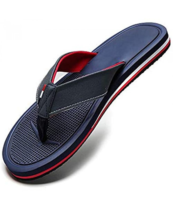 YPK Men's Flip-Flop Sandals Comfortable Soft Leather Summer Slippers