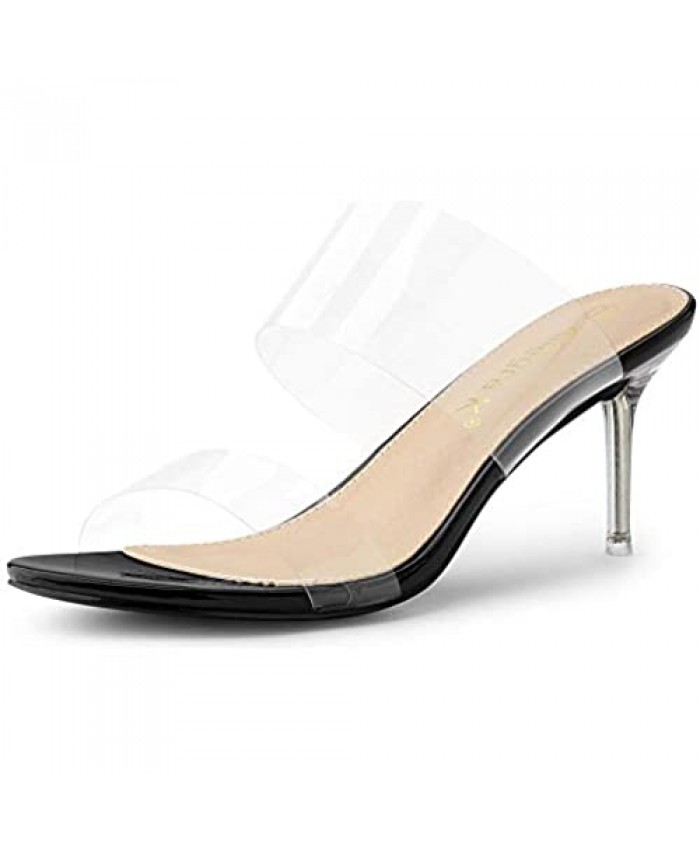 Allegra K Women's Clear Slide Stiletto Heels Clear Sandals