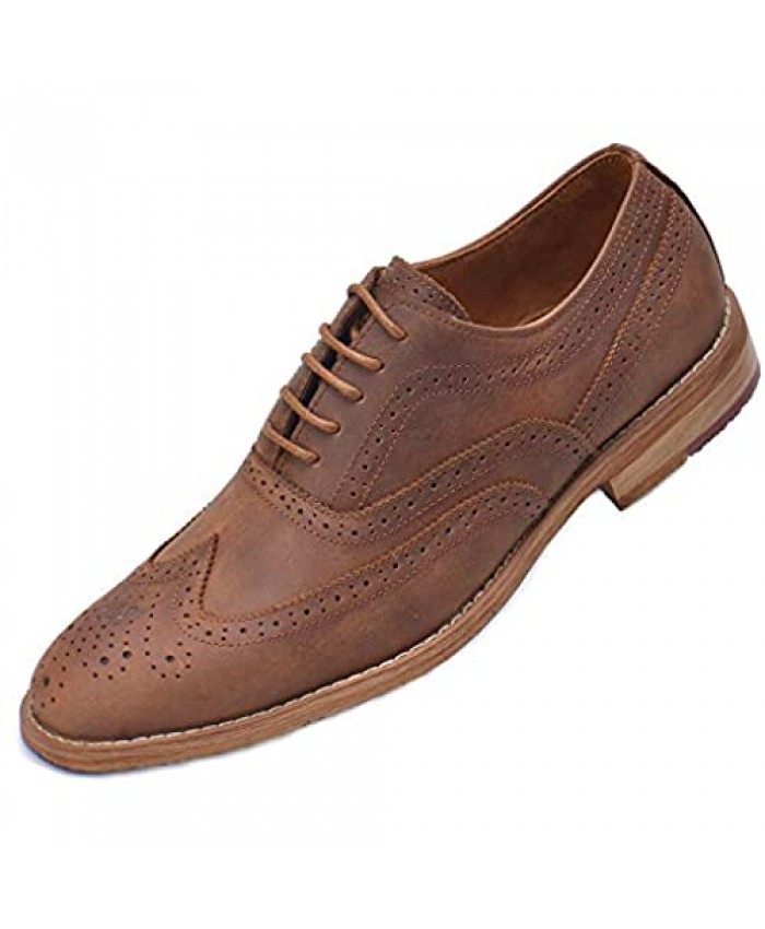 Men's Dress Shoes Modern Oxford Round Cap Toe Lace up Casual Formal Business Leather Derby Shoes