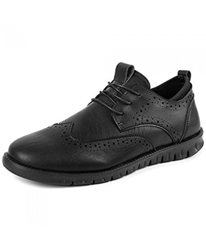 Mens Dress Shoes Wingtip Oxford Shoes Casual Lace-up Leather Brogue