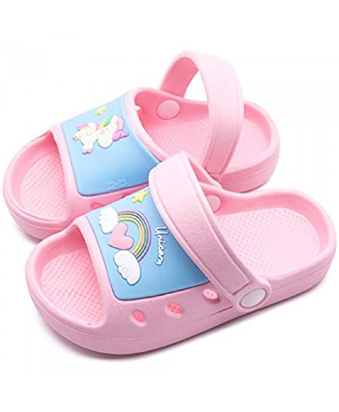 Boys Girls Beach Pool Slide Sandals Toddler Little Kids Unicorn Dinosaur Water Shoes Open Toe Sandals with Heel Strap