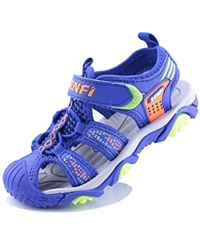 SENFI Boys Sport Sandal Summer Breathable Closed-toe Strap Walking Shoes
