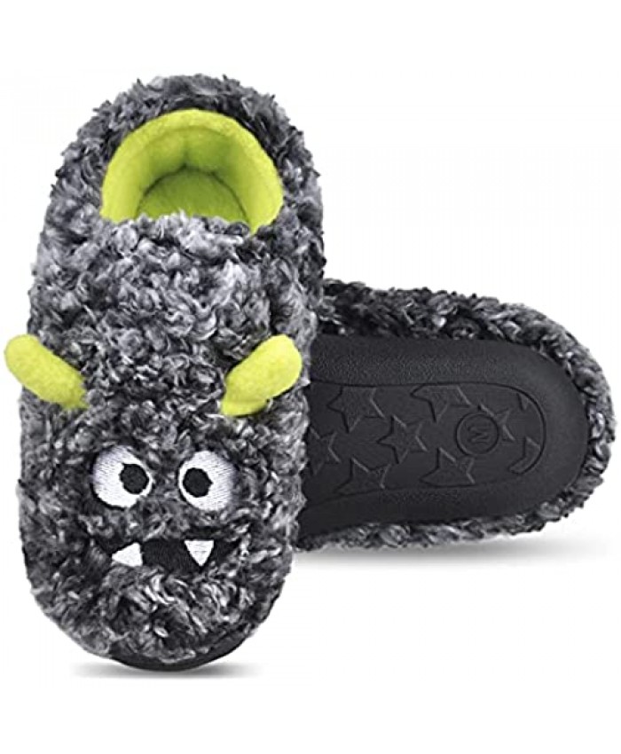 Harebell Toddler Boys House Slippers Monster Home Shoes Slip-on Bedroom Slippers for Kids Indoor Outdoor