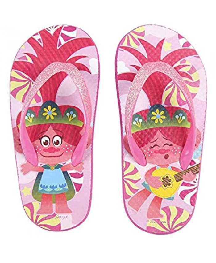 Trolls Flip Flop Slipper Children's Holiday Slipper Official Licensed(Length: 18cm/7 inch) Pink