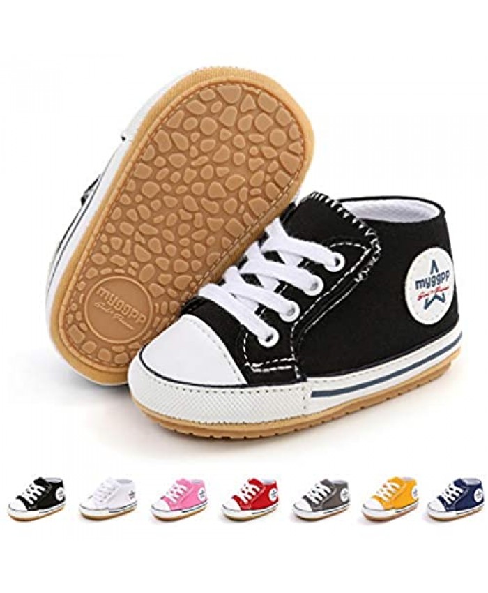 BEBARFER Baby Boys Girls Shoes Infant Canvas Sneakers Anti-Slip Sole Adjustable Hook and Loop Newborn Toddler First Walker Crib Shoes