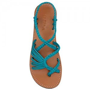 Capana Criss Cross Summer Hand-Woven Rope Flat Sandals for Women Banyan