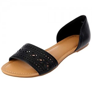 hitorat Women's Hollow Rhinestones Casual Comfy Flat Summer Sandals