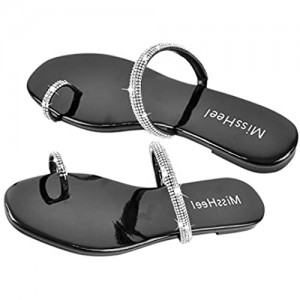MissHeel Toe-Ring Slides Glitter Sandals