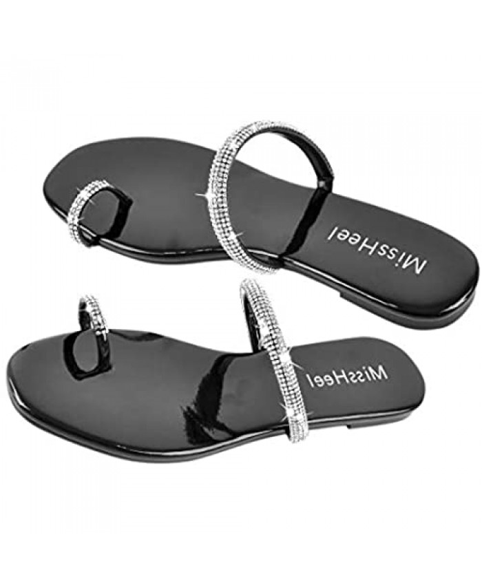 MissHeel Toe-Ring Slides Glitter Sandals