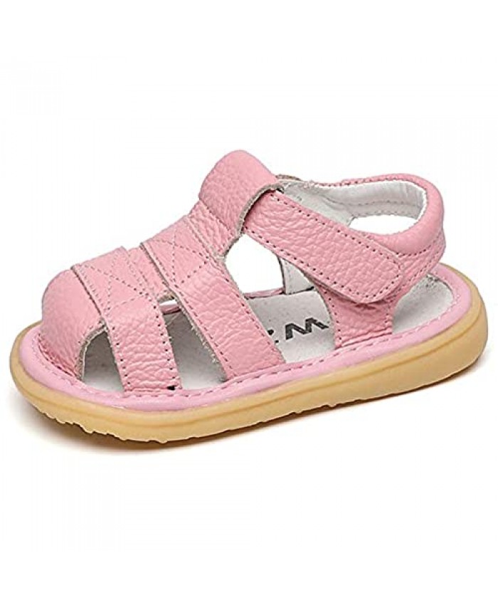 DADAWEN Baby Boys Girls Summer Lightweight Soft Sole Closed-Toe Outdoor Leather Athletic Sandals