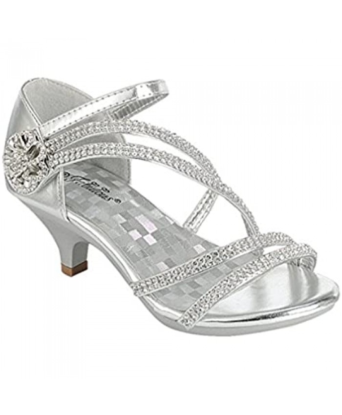Fabulous Little Girls White Silver Gold Dress Shoes Rhinestones Heels Sandals Angel 48K