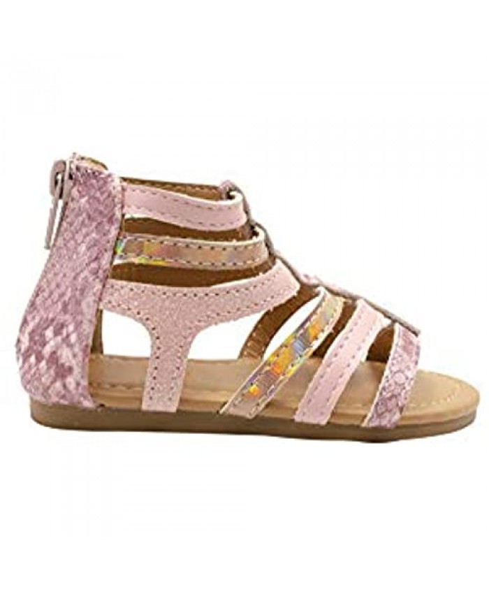 Rampage Girls' Big Kid Slip-On Gladiator Strap Sandals with Back Zipper Open-Toe Flat Fashion Summer Shoes