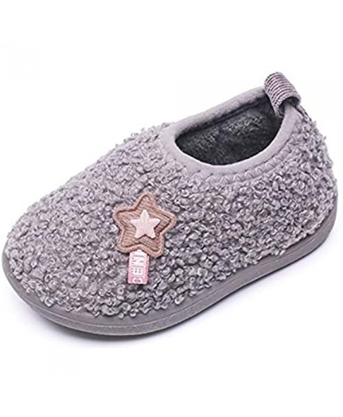 Baby Boys Girls Warm Winter Shoes Anti-Slip Rubber Sole Cozy Fleece Toddler House Slippers Lightweight Boots