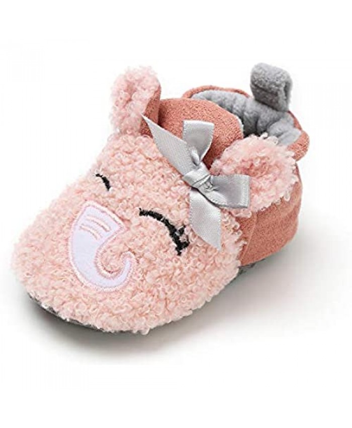 Baby Boys Girls Winter Animal Cotton Shoes Infant Toddler Non-Skid Soft Sole First Walker Winter Warm Crib Shoes