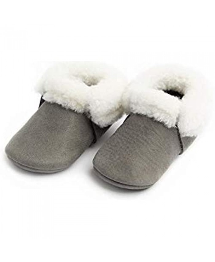 Freshly Picked - Rubber Mini Sole Leather Shearling Moccasins - Toddler Girl/Boy Shoes - Infant Sizes 3-7 - Multiple Colors