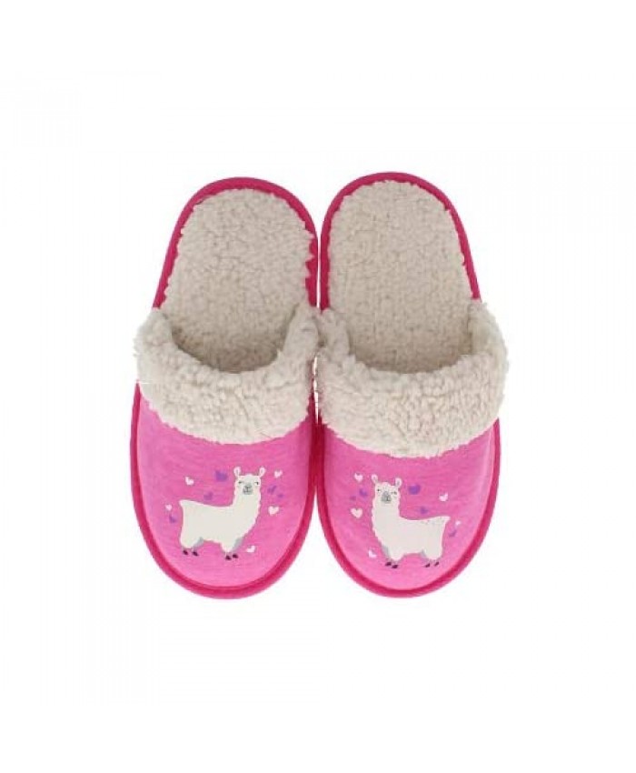 Girl's Cozy Sweater House Shoes Animal Knit Slippers Foam Sherpa Fleece Lined Open Back Clog