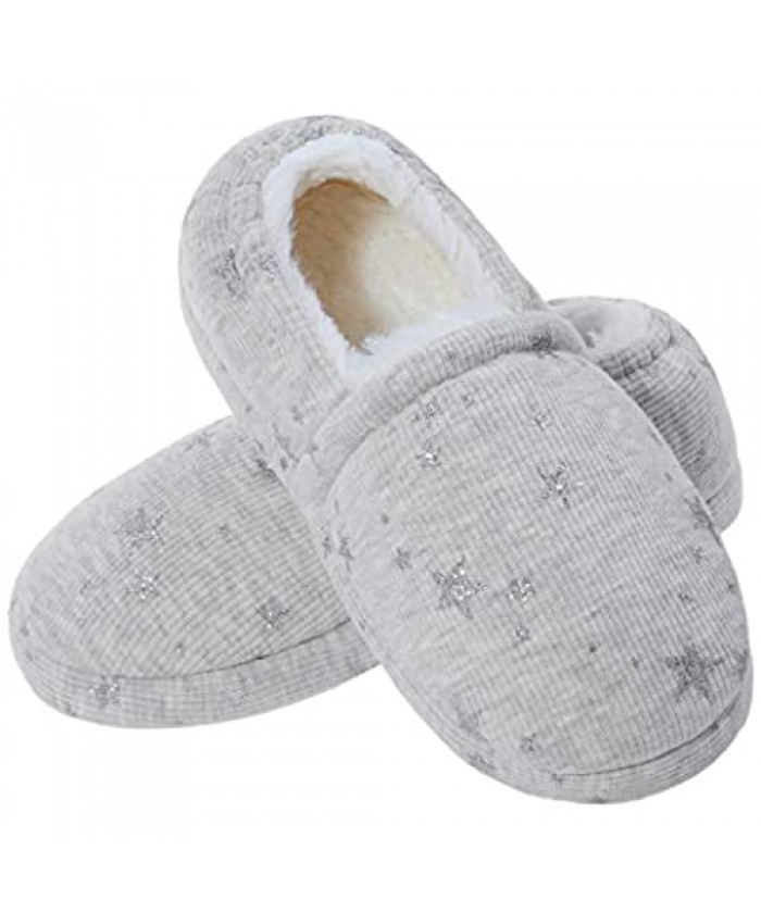 HOMEHOT Girls Boys Slipper for Little Big Kids Comfort Warm House Shoes Slip-On Soft Faux Fur Lining Anti-Slip Sole