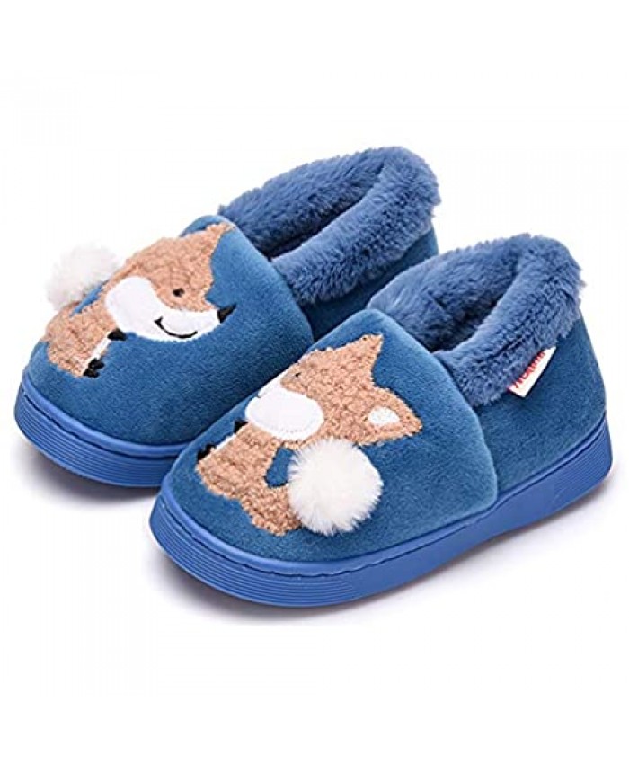 Kid Cute Animal Memory Foam Slide Slippers Fleece Fur Warm Winter Boots Non Slip Boys Girls Toddler House Shoes …