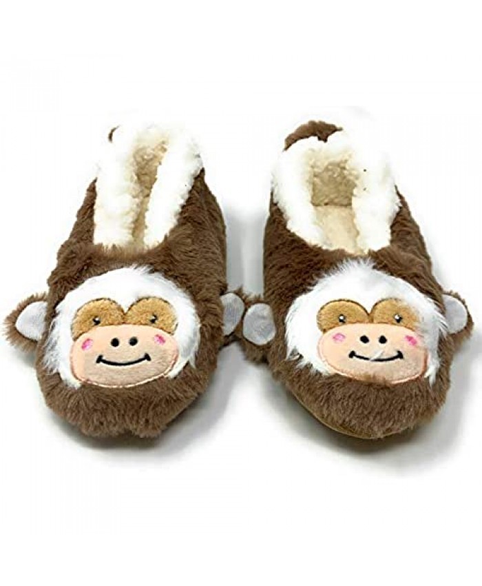Kids Comfy Slippers Funny Fluffy Indoor Animal Sloth House Shoes Sherpa Slippers for Boys and Girls