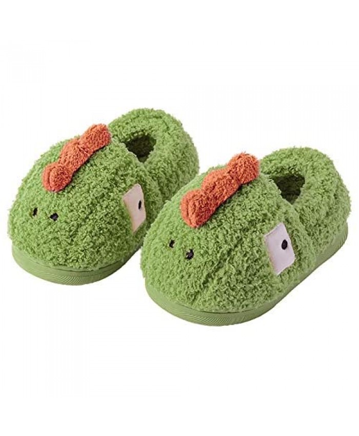 RONGBLUE Boys Girls Cute Dinosaur House Slippers Toddler Kids Fur Lined Warm Winter Indoor Bedroom Shoes