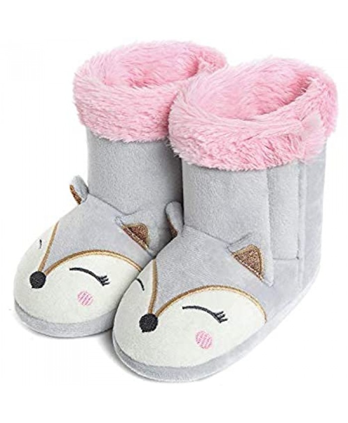 Toddlers Boy Girl Animal Slippers Booties Plush Indoor Winter House Slippers for Kids