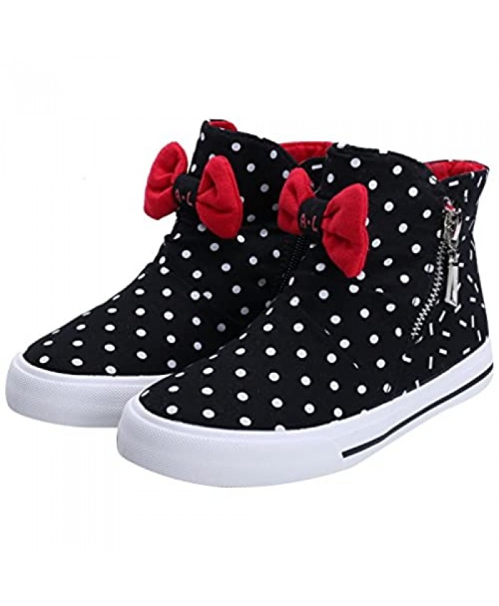 Alexis Leroy Girls'Bow High-Top Zipper Canvas Sneakers