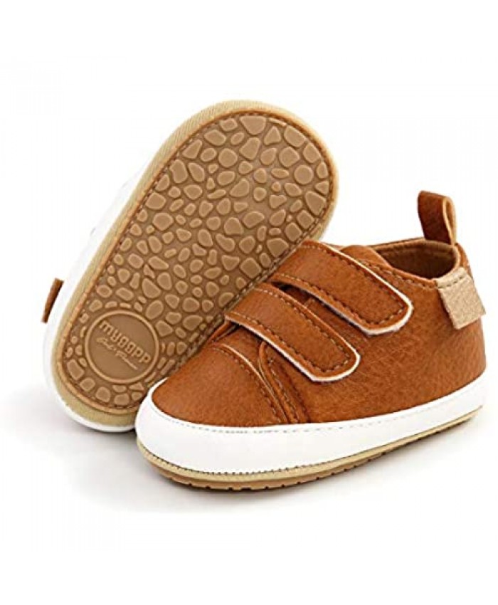 COSANKIM Baby Boys Girls Shoes Lace Up Leather Infant Sneakers Non Slip Rubber Sole Newborn Loafers Toddler First Walker Crib Shoes