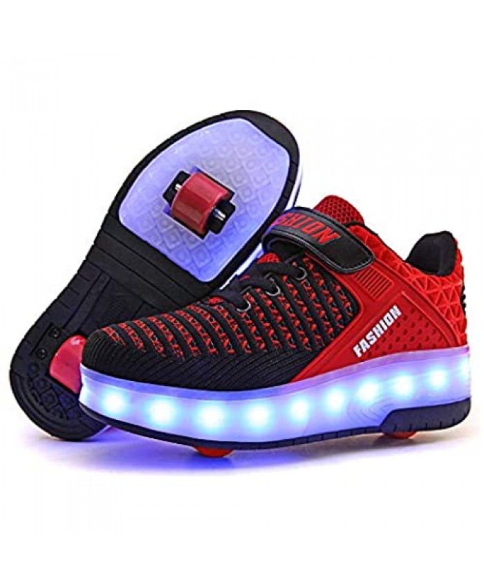 Qneic USB Rechargeable Roller Shoes Sneakers for Boys Girls Kids Gift